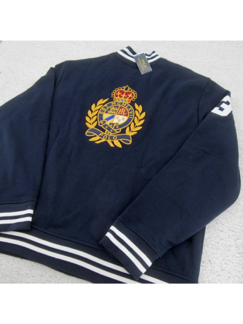 Polo Ralph Lauren Big Crest Patch Varsity Jacket Men's Size XL NEW *SEE DEFECTS* - Picture 12 of 16